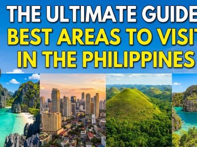 A traditional wooden bangka boat floating on crystal clear turquoise water in front of a towering limestone cliff in Palawan, Philippines.
