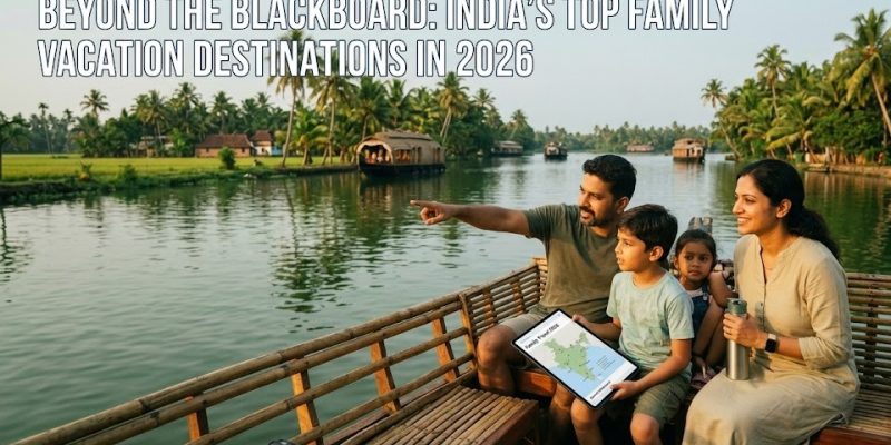 A multi-generational Indian family enjoying a boat ride on Lake Pichola in Udaipur during a 2026 summer vacation.