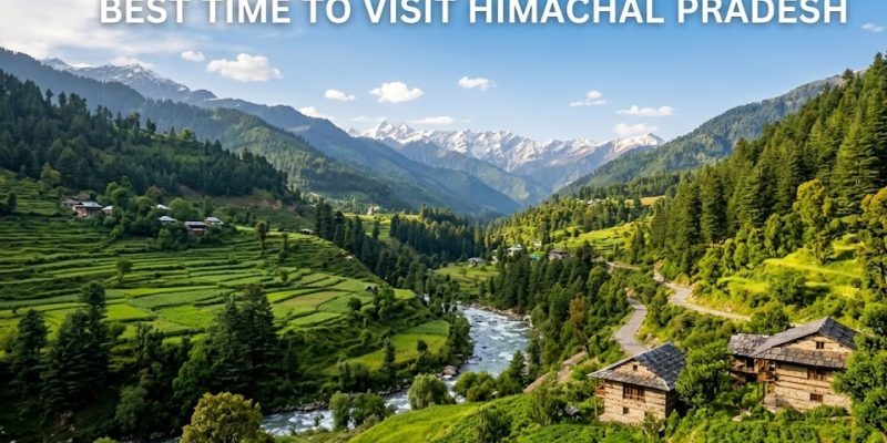 Picturesque snow-capped Himalayan mountains against a clear blue sky in Tosh, Himachal Pradesh.